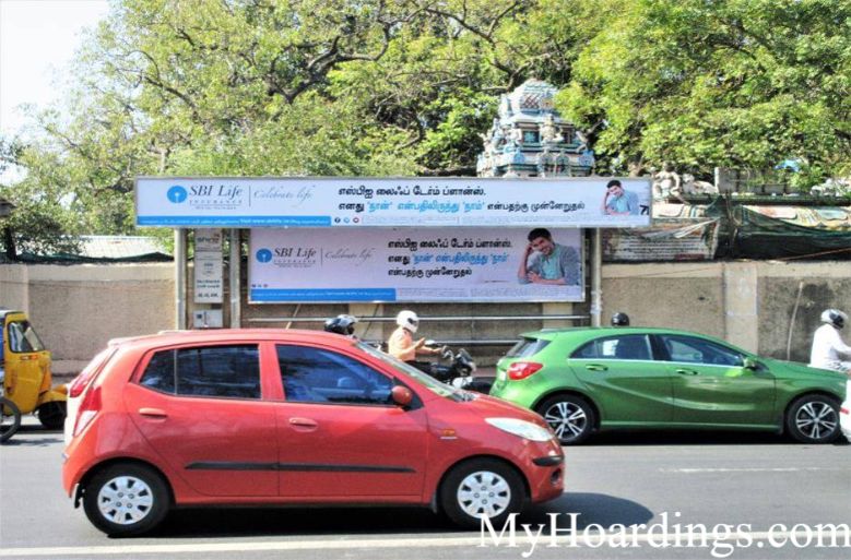 Hoardings Advertising in Chennai, Bus Stop Ads Agency in Raj bhavan Opp Lemon tree Hotel in Chennai